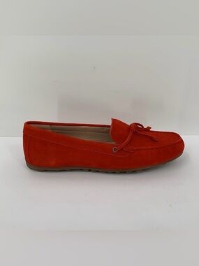 ECCO Devine driving moccasin shoe red orange suede comfort leather bow new 41 10